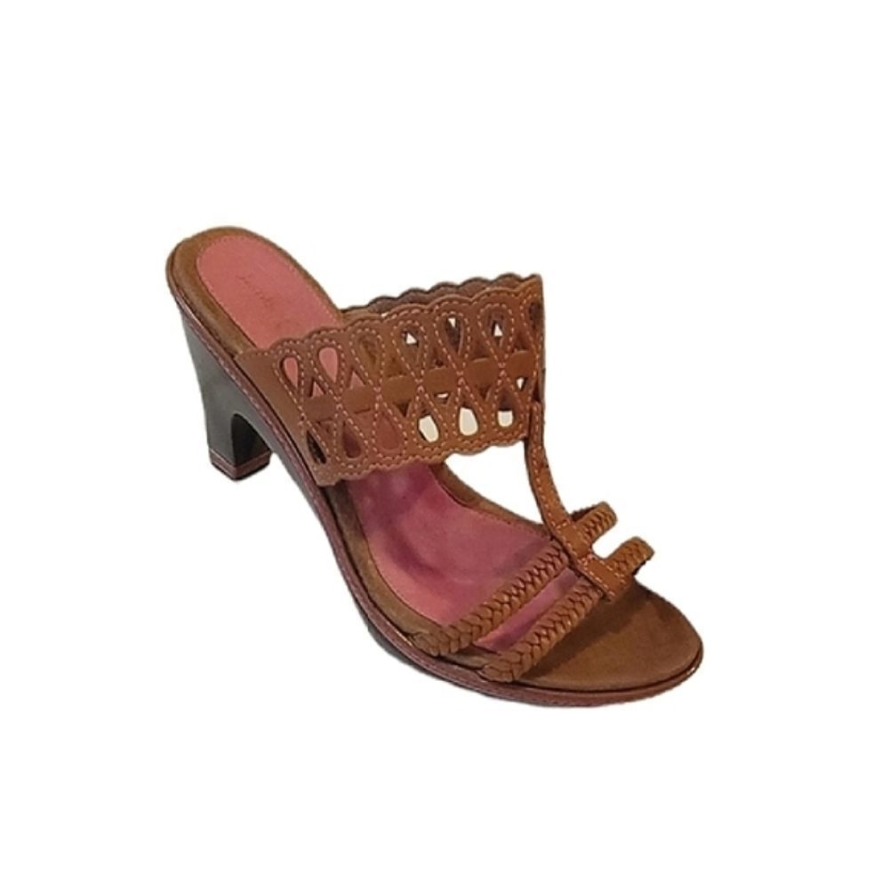 Jambu Luxe Metro Style Tan Leather Cutout Braided High Heel Sandals Size 8 1/2